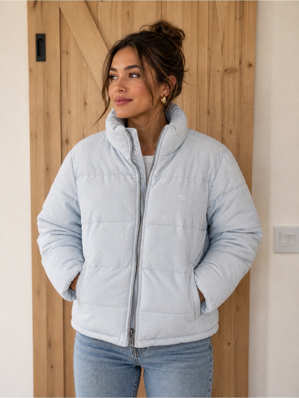 Levi's women's corduroy puffer jacket in blue